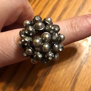 ‘Luna’ Lia Sophia crystal and pearl ring